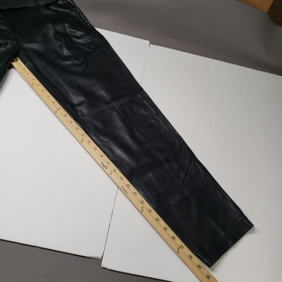 Polo Ralph Lauren Lambskin Leather Pants Womens 2 Black High Waisted Ankle Chic - Picture 7 of 16